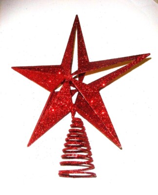 Rote Baumspitze Stern Christbaumschmuck 11'' Farbtöne Dekoration