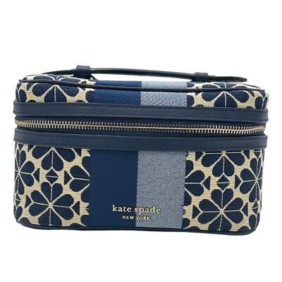 Kate Spade Spade Flower Jacquard Stripe Vanity Kit Blue Multi