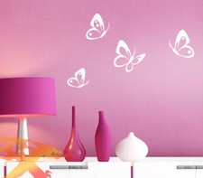 Wandtattoo Wandaufkleber Wandsticker Schmetterlinge 4er Set Wohnzimmer W3069