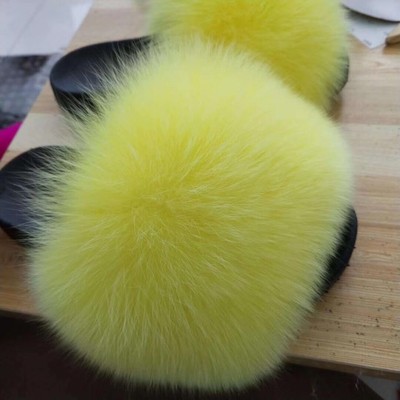 yellow fox fur slides