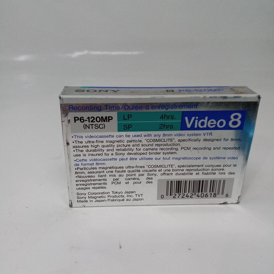 Sony 120 Metal Particle MP 8mm Video Cassette Tape P6-120MP New Sealed - Image 2 of 3
