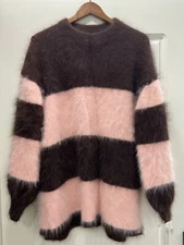 Angora Sweater Jumper Fluffy Fuzzy Super Soft Pullover Chunky Side Slit Knit