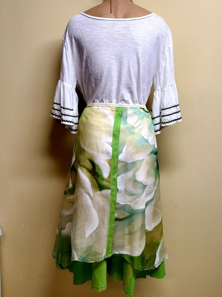 Falda floral única verde y blanco Rozae Nichols, talla pequeña Foto 3 de 4