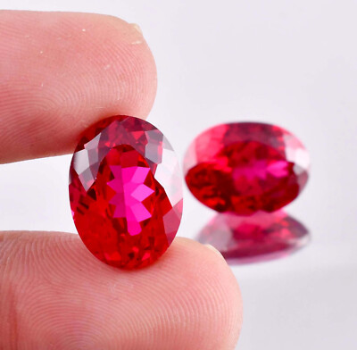 1 Pair 10x12 MM Natural Mozambique Blood Red Ruby Oval Cut Loose Gem Certified