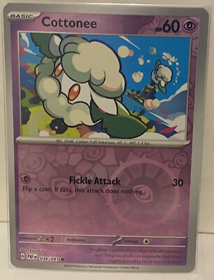 Pokémon Cottonee 34 Reverse Holo Paldean Fates PAF engl