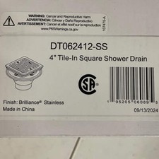 Delta DT062412-SS 4" Tile-In Square Shower Drain, Stainless