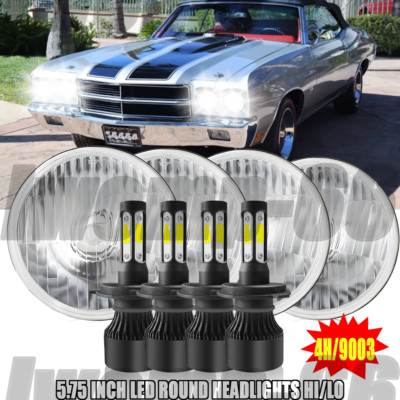 4PCS 5.75'' 5-3/4'' Round LED Headlights Hi/Lo for Chevy Chevelle 1964-1970 Malibu