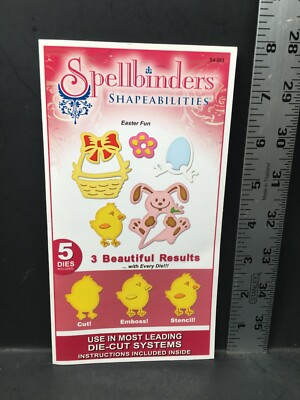 Spellbinders Shapeabilities Easter Fun 5 Dies Bunny Basket Chick Emboss Used