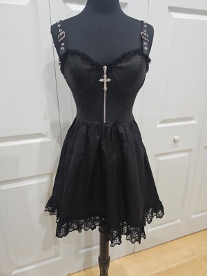 Dolls Kill Goth Widow Burn The Throne Zip Bustier Cross Mini Black Dress S NWT | eBay Dolls Kill Goth Widow Burn The Throne Zip Bustier Cross Mini Black Dress S NWT | eBay