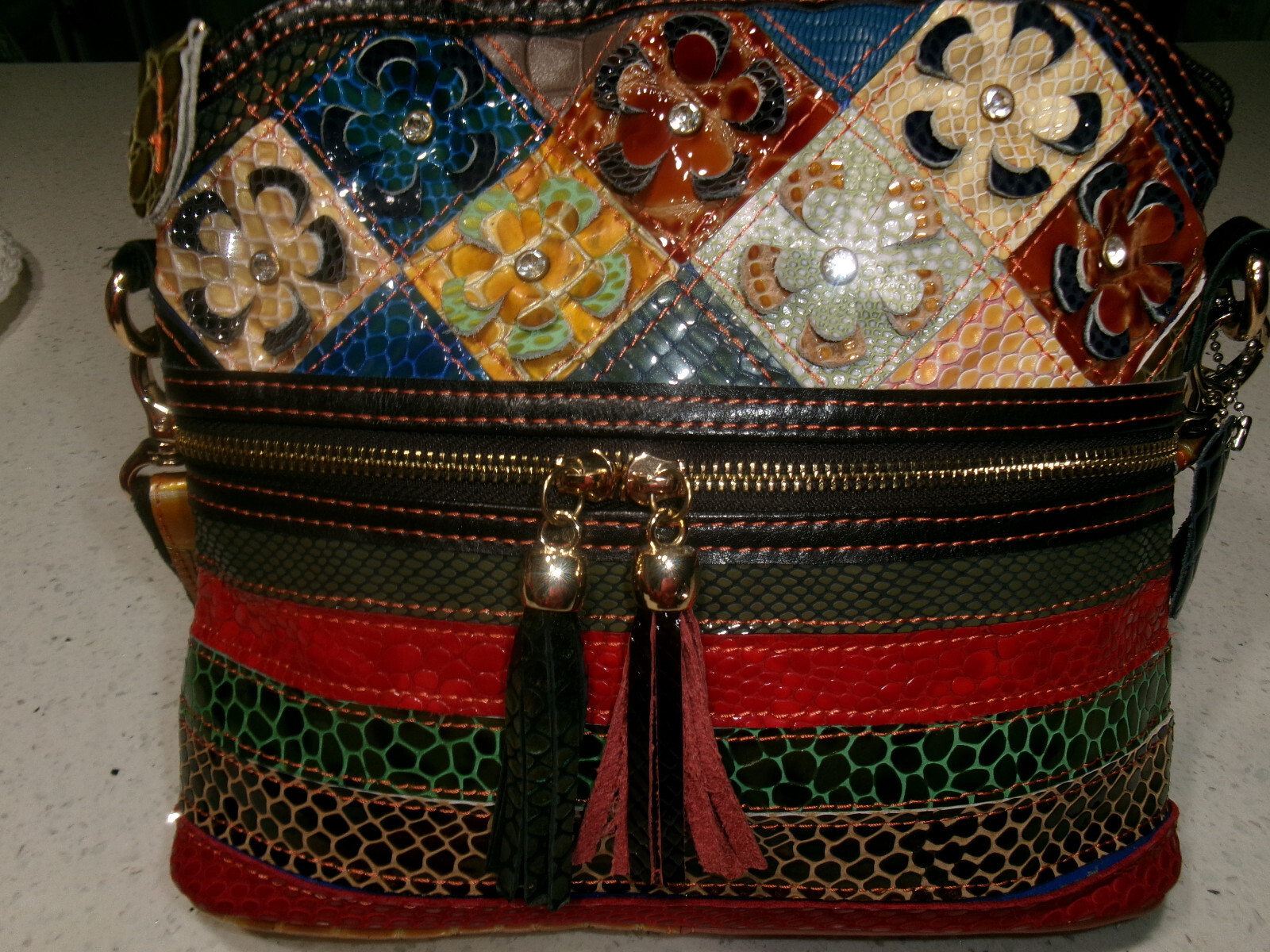 Patchwork Genuine Leather Shoulderbag Crossbody M… - image 1