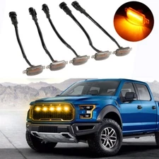 5x Raptor Style Smoked Lens Front Grille LED Marker Running Lights For Ford F150