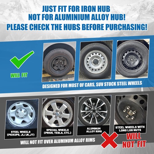 13" 14" 15" 16" 17" Set of 4  Wheel Covers Snap On Full Hub Caps Tire+Steel Rim  - Picture 4 of 126