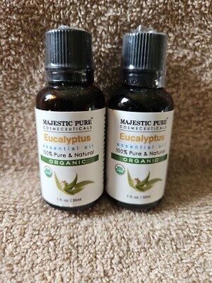 Set of 2 Majestic Pure Eucalyptus USDA Organic Essential Oil 1oz