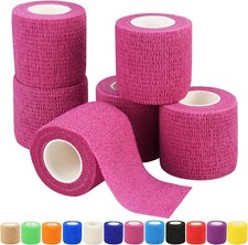 6 First Aid 2"x 5 Yds Self Adhesive Bandage Rolls Wrap FUSCIA Medical Wound Tape