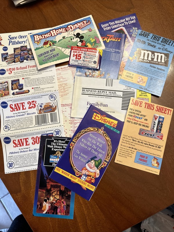 Walt Disney VHS Inserts Advertising Crafts Collage Making Vintage Lot Stickers