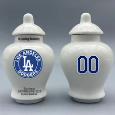 Urn for Los Angeles Dodgers Baseball Theme Style,Custom text and number.