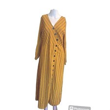 Sweet Claire Women's Size Large Faux Tie Waist Maxi Faux Wrap Dress Yellow NWT