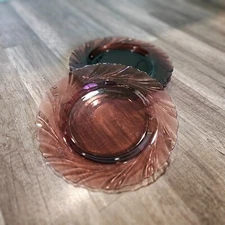 4 Duralex Bormioli Rocco Amethyst Rivage Swirl 9 1/4" Glass Dinner Plates *