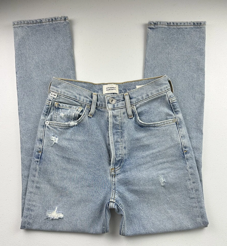 Pantalones de mezclilla Citizens of Humanity para mujer 23 Jolene vintage ajustados lavado claro desgastados Foto 3 de 4