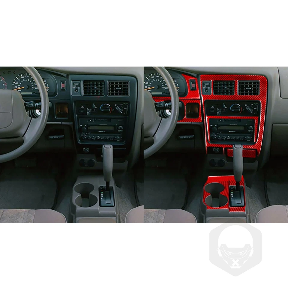 Kits completos interiores de fibra de carbono roja de 26 piezas para Toyota Tacoma 2001-2004 Foto 2 de 4