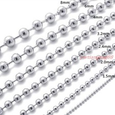 1.5mm-12mm 18-40" Fashion Women Mens 316L Stainless Steel Ball Chain Necklace
