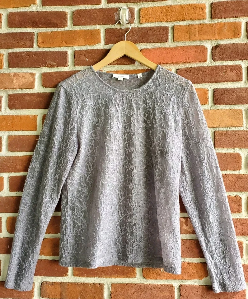 Vince  womens Large gray Lace shirt stretchy - Image 2 of 4