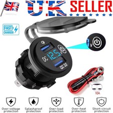 12V 24V Dual QC USB Car Charger Socket Adapter Power Outlet For Car Motorcycle.
