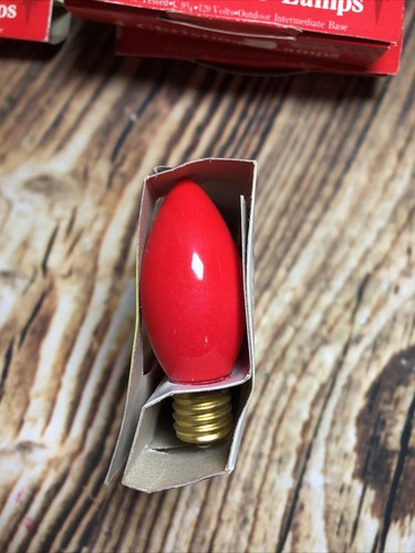 Red C-9 bulbs VTG Glow Bright Indoor/Outdoor Pre-Tested C9 Red New Old Stock - Picture 5 of 5