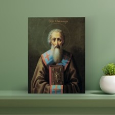 Icona ortodossa di San Leone Magno Icona in legno Papa Leone I 12x15 cm (5”x6”)