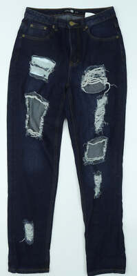 Boohoo Damen blau Baumwollmischung gerade Jeans Größe 10 L28