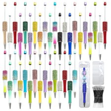 75 Pcs DIY Beaded Pen Kit with Refills and Bags Crafting Glitter Pens for Kid...