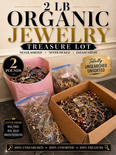 2 LB Organic Jewelry Lot Unsearched Unsorted Estate Fresh Treasure Bulk Mix