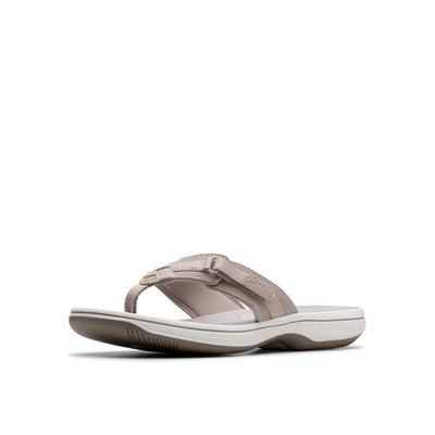 Clarks Women's Breeze Sea FlipFlop, Light Taupe Synthetic, 8