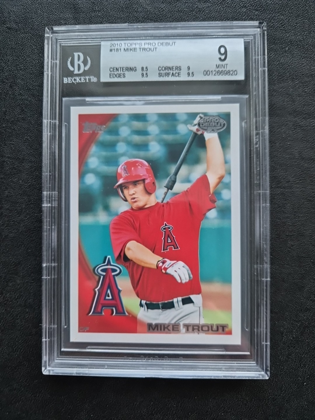 MIKE TROUT First (1st) Card 2010 Topps Pro Debut #181 BGS 9 Subs 8.5-9.5-9-9.5