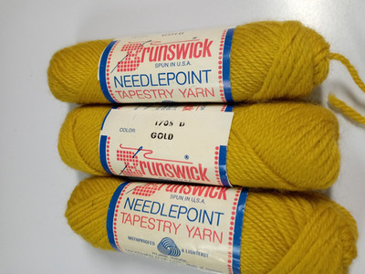 Brunswick Needlepoint Tapestry Yarn-Lot of 3 Skeins-Each 40 Yards-Gold
