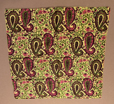 Vintage 100 Silk Scarf Hand Rolled Yellow Burgundy Paisley Scarf 20"x20" Square