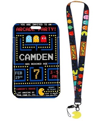 Classic Arcade Pac-Man Game Themed Lanyard ID Badge Key Holder Neck Strap
