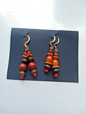 2 pairs of Fun, Orange Bead Dangle Earrings 10
