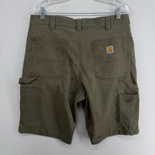CARHARTT Shorts Mens 34 Cargo Relaxed 11" Rigby Dungaree Carpenter Canvas Gray
