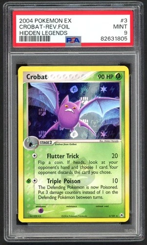 Pokemon Cards - PSA 9 Crobat 3/101 - EX Hidden Legends Reverse Holo MINT - PSA9