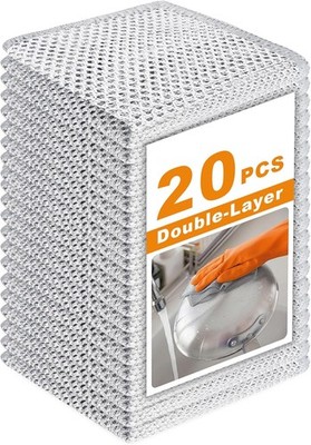 20 Pcs New Upgrade 3-Layer Metal Dish Cloth, No Scratches Wire Cleaning Cloth ,