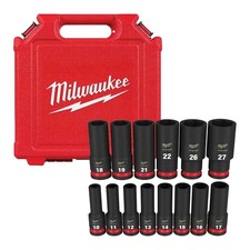 Milwaukee 49-66-7014 SHOCKWAVE 1/2" Impact Duty Metric Deep Socket Set-14PC NEW