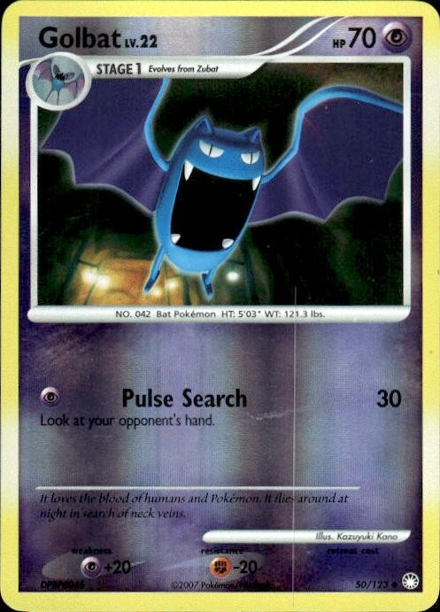 Pokemon Reverse Holo Golbat Mysterious Treasures 50/123 Light Play LP+ or Better