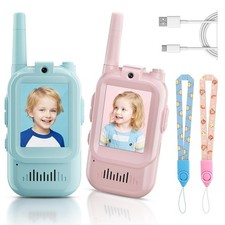 2 Pack Rechargeable Kids Video Walkie Talkies for Camping/Hiking Toys Ages 3-12