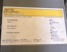 Luis Miguel 1/2”  Pro Tape  Cartridge "Dame"  Bernie Grundman Mastering 6/11/96