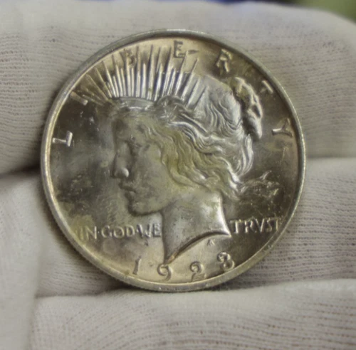 1923 US Peace Silver Dollar $1 Nice Unc (Toned)..