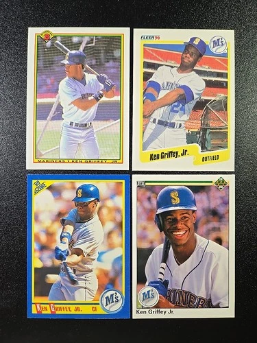 Ken Griffey Jr 1990 Bowman #481 Fleer #513 Score #560 Upper Deck #156 4 Card Set