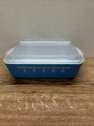 VTG Pyrex Blue Snowflake Garland Glass Dish & Lid 1 1/2 Quart 0503 & 503C Lid