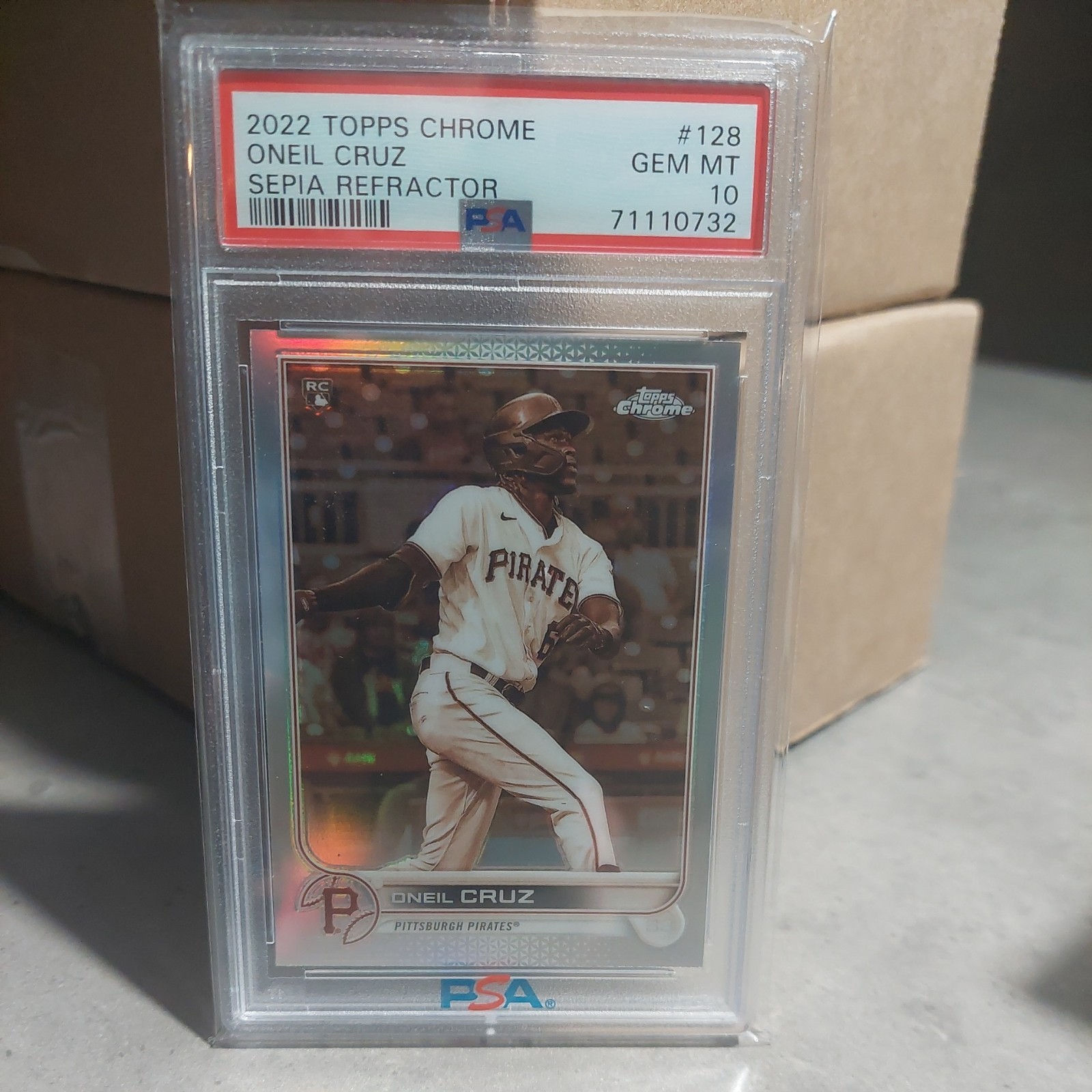 2022 Topps Chrome - Oneil Cruz #128 Sepia Refractor PSA 10