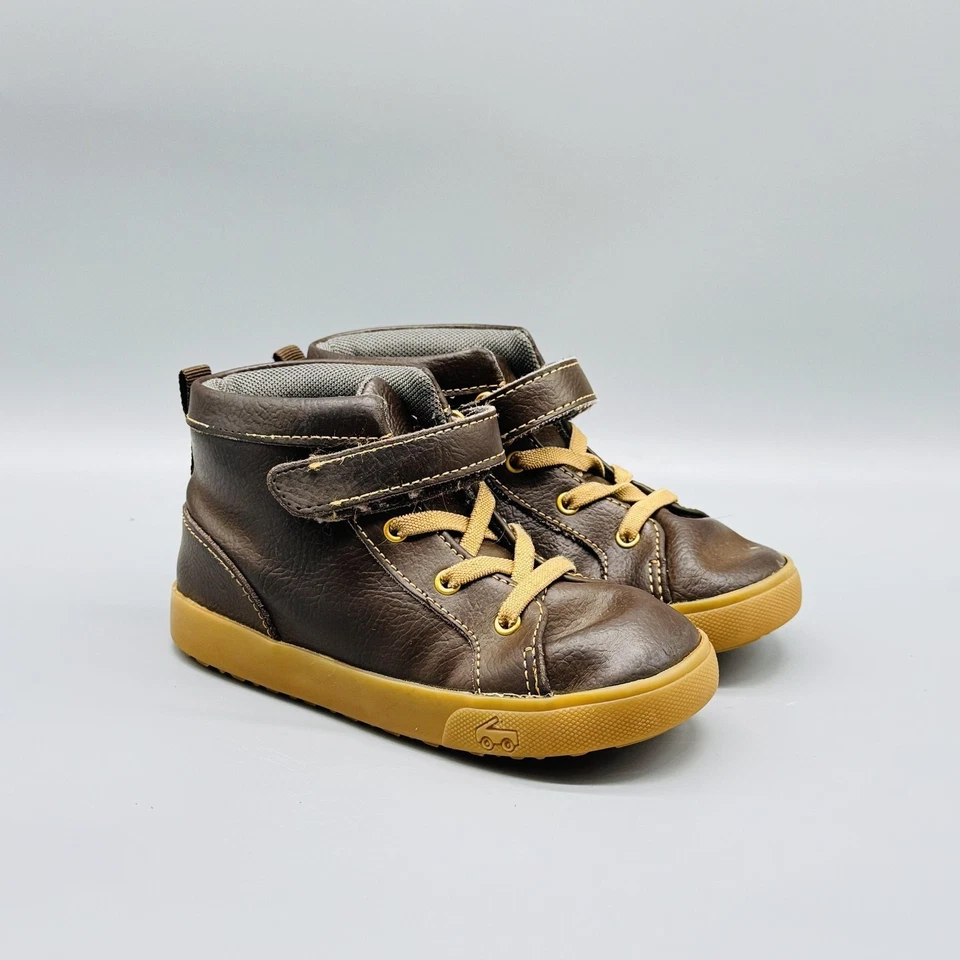 See Kai беговых кроссовок детей 11 коричневый кожаный Hudson высоты верхний кроссовок крюк петля ботинки - Изображение 2 из 4